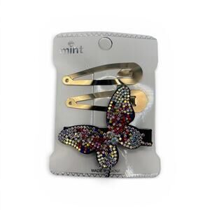 Mint Hair Clip Set with Multicolor Butterfly Hair Big Clip